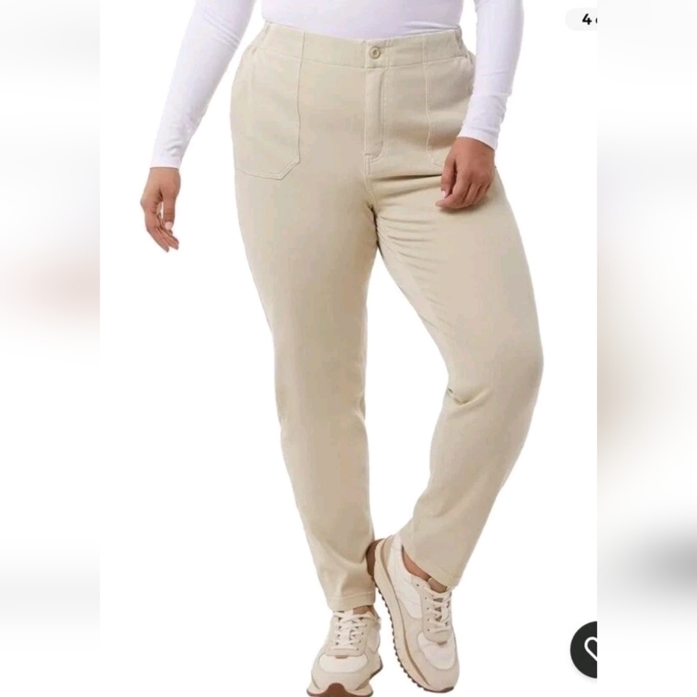 32 Degrees Women's Knit Stretch Elastic Waist Twill Pants‎ Tan XL